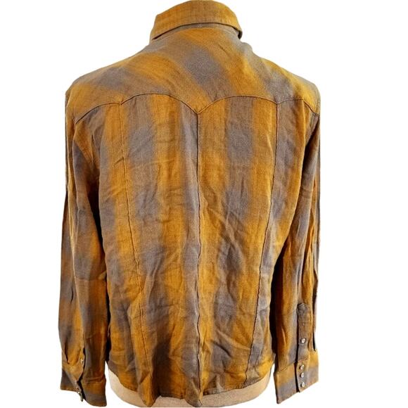 Vintage Roper Women's Yellow Gray Long Sleeve Pearl Snap Down Shirt Size XL - Picture 3 of 7